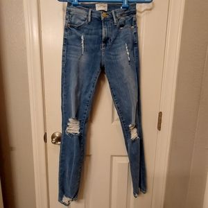 Frame le high skinny distressed jeans